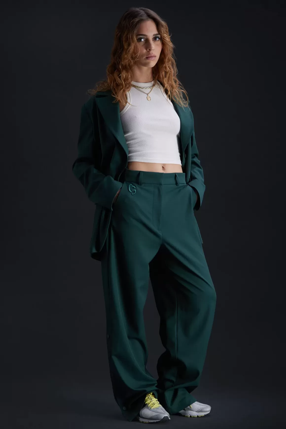 Gertrude Vestes & Surchemises*Blazer Droit Coupe Droite Camelia Dark Green