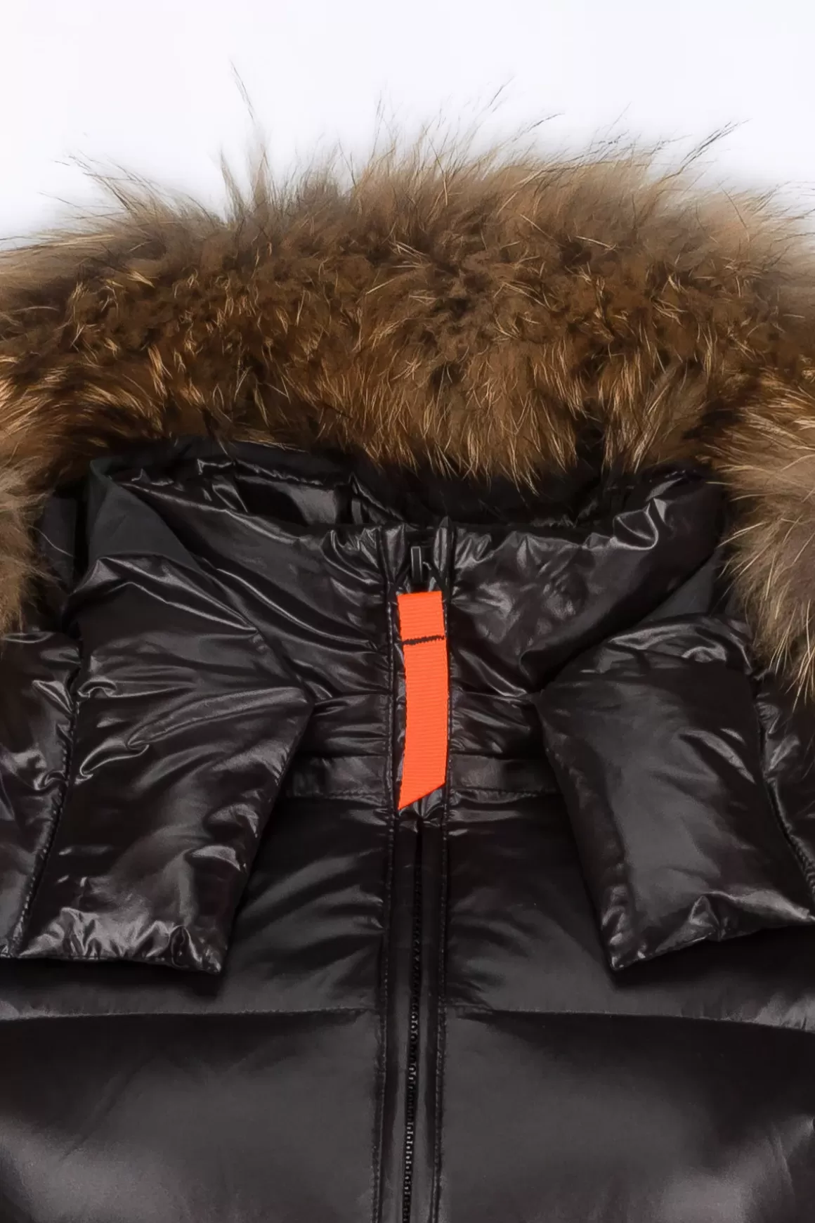 Gertrude Doudounes Courtes*Doudoune Cintree Avec Capuche En Fourrure Olga Black Shiny