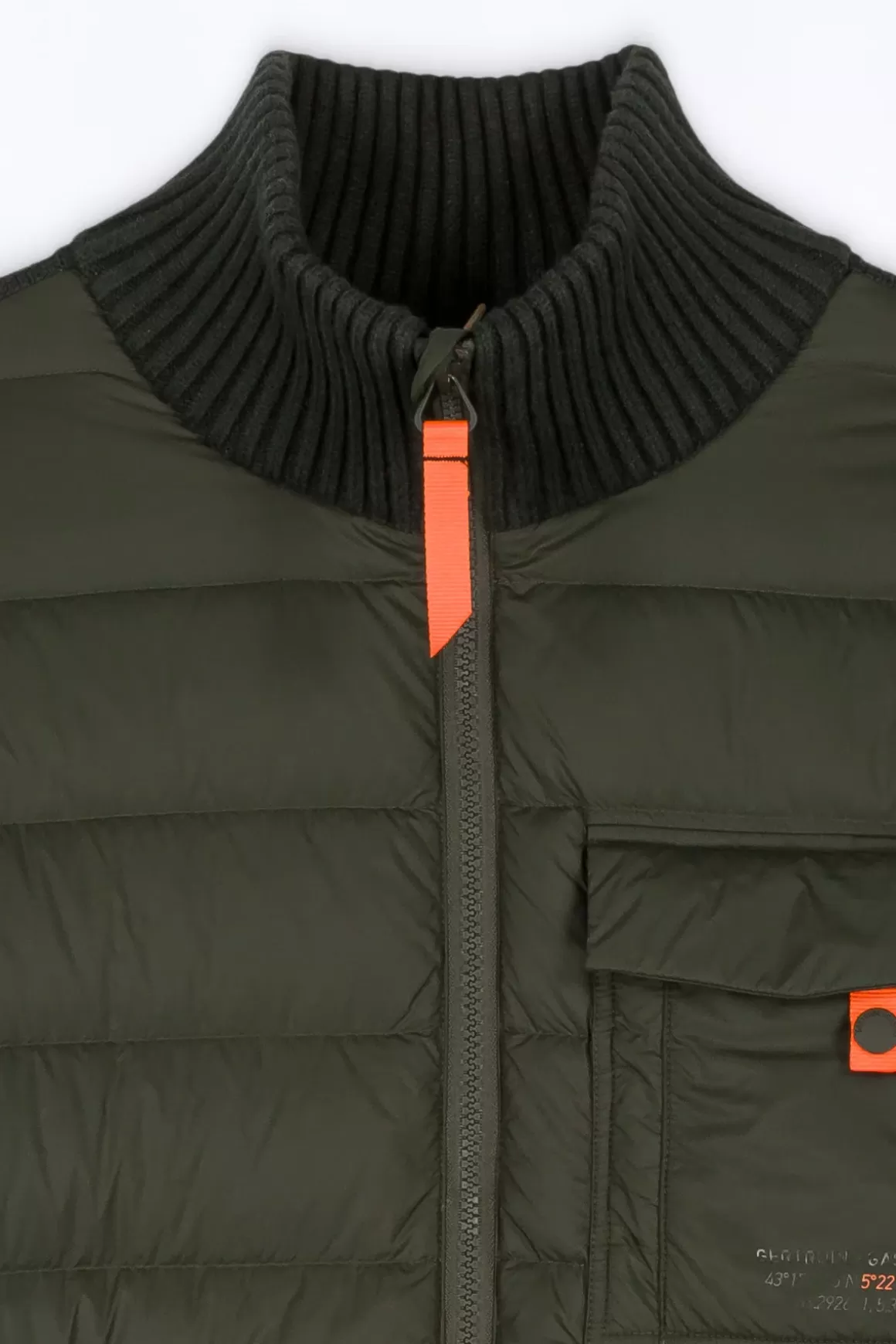 Gertrude Gilets*Gilet Bi-Matiere Col Cheminee Laurenzo Kaki