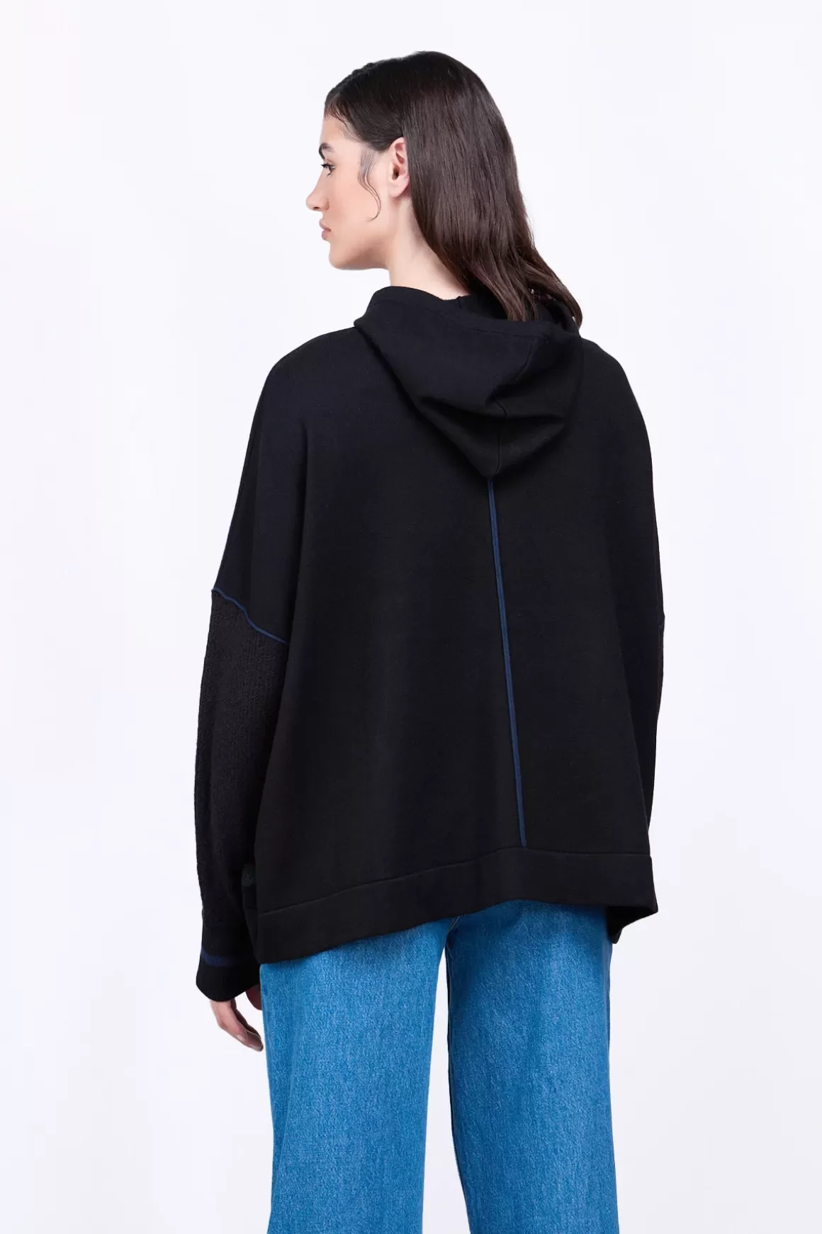 Gertrude Pulls & Cardigans*Pull En Maille A Capuche Bi-Matiere Antonia Black