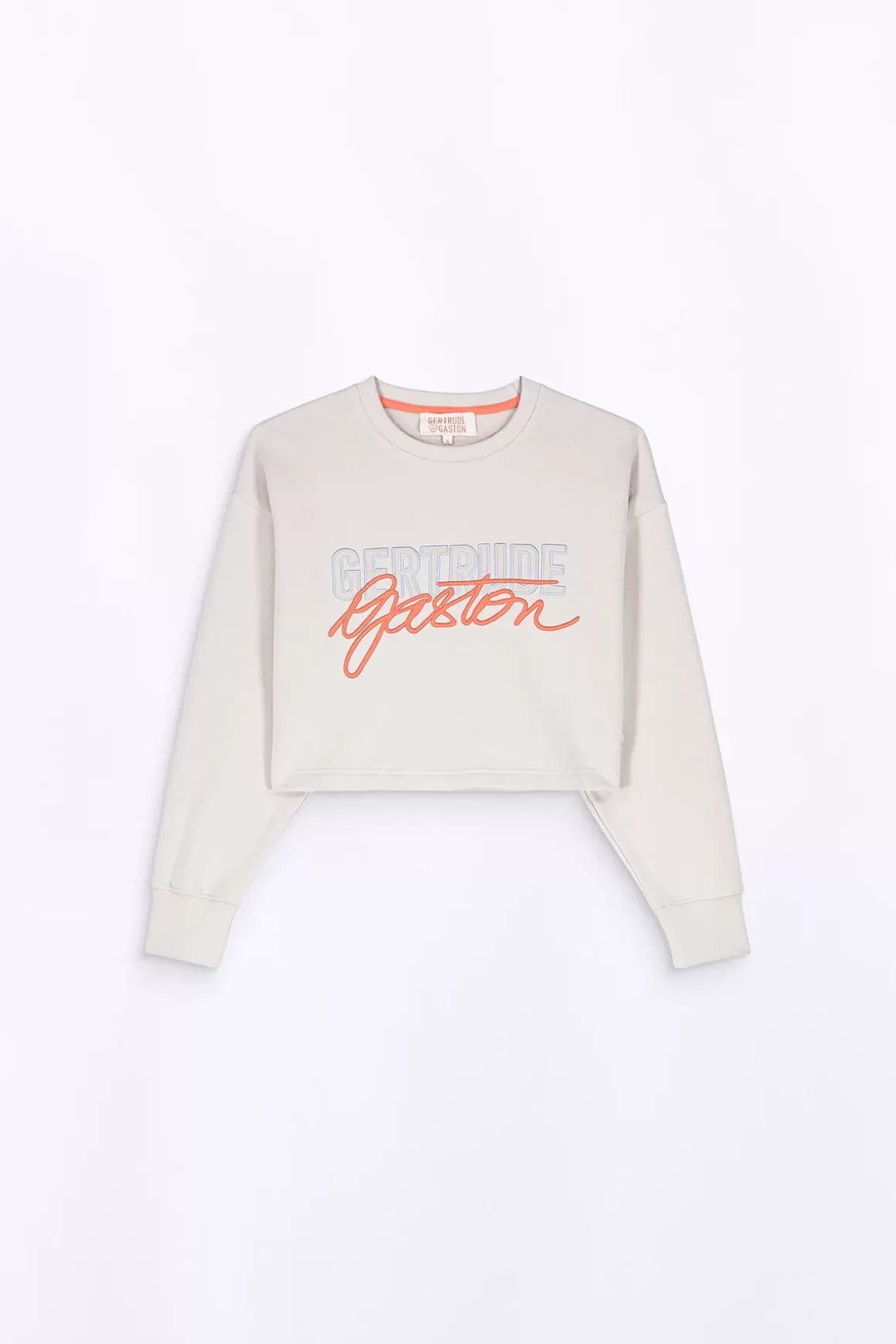 Gertrude Sweatshirts & Hoodies*Sweat Col Rond Cropped Brode Maggy Ciment