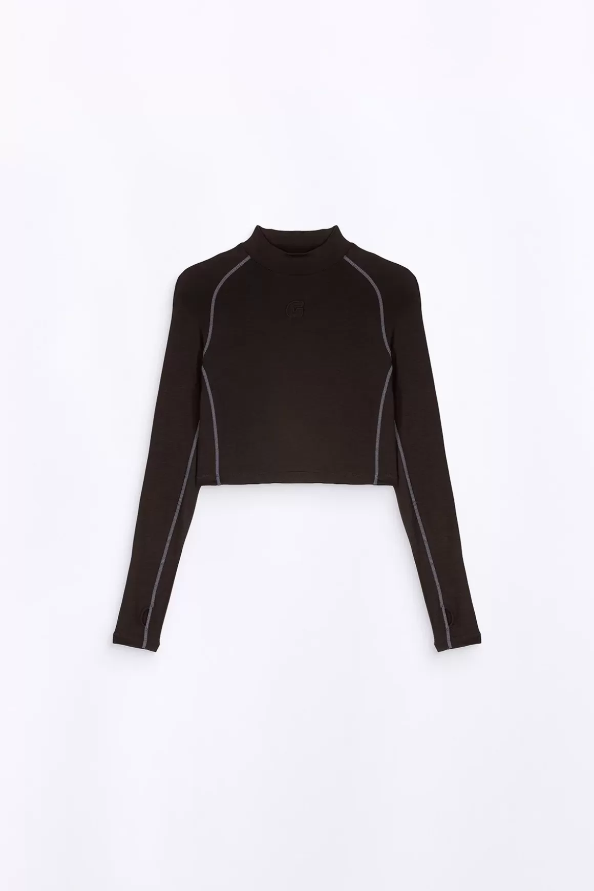 Gertrude T-Shirts*T-Shirt Col Montant Cropped Celine Black