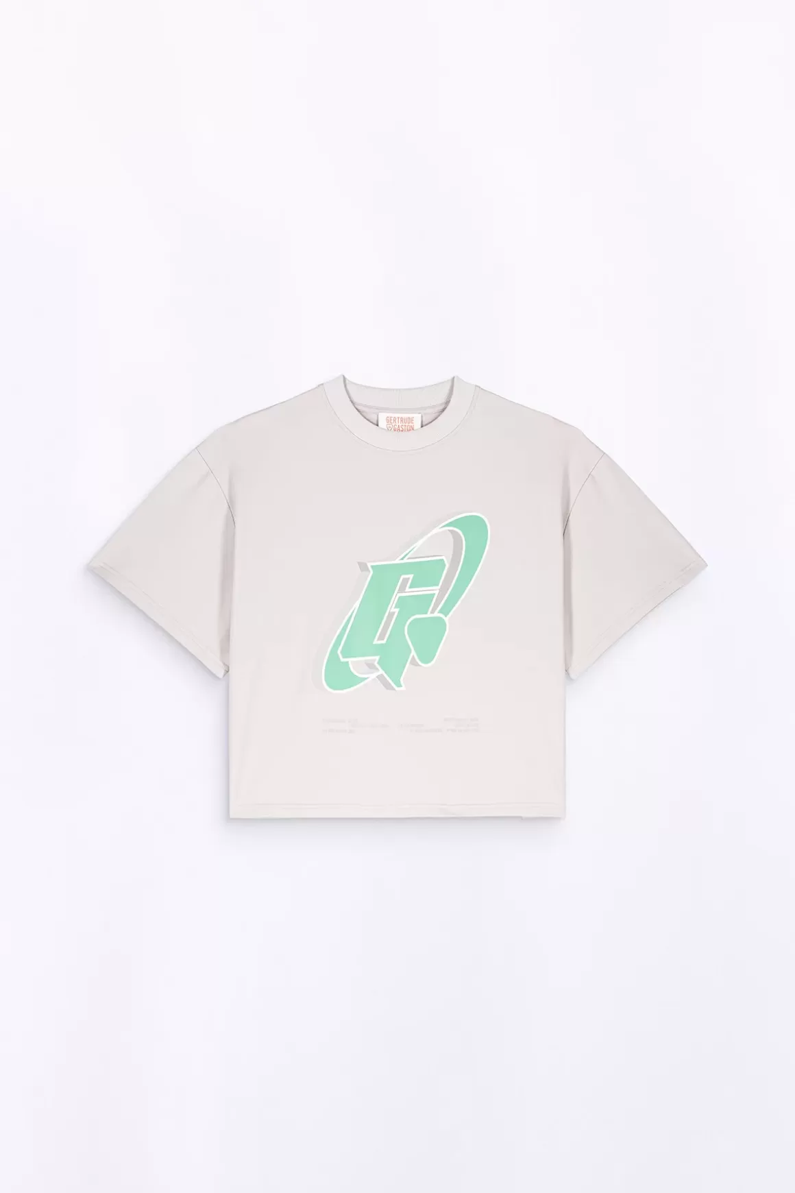Gertrude T-Shirts*T-Shirt Col Rond Imprime A La Poitrine Suzon Ciment
